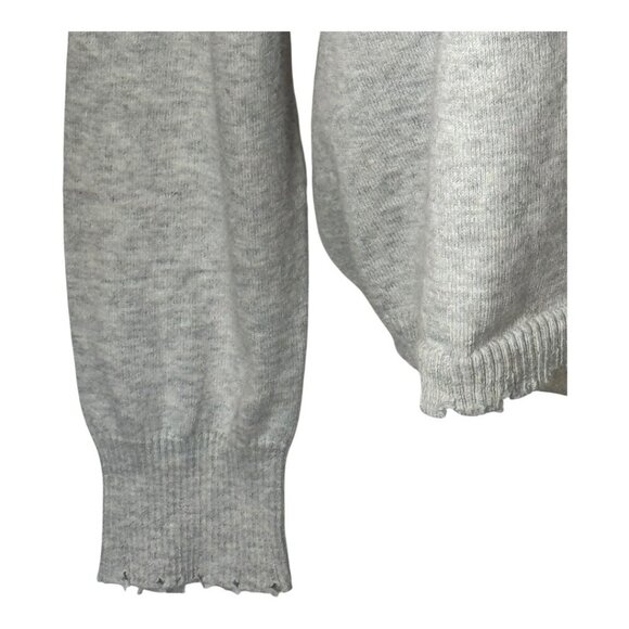 Minnie Rose Sweater Women Medium Gray Cotton Cashmere Knit Frayed Edges Luxury - Picture 6 of 12